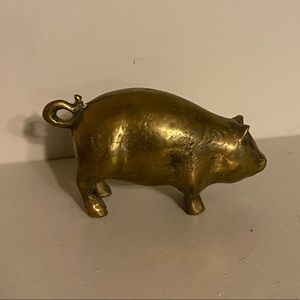 Vintage Gold Metal Pig